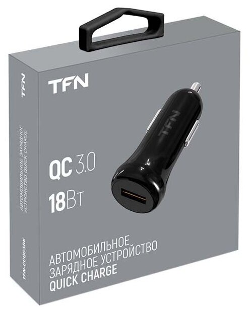 Автомобильное зарядное устройство USB QC3.0, 18W (black) TFN - фото №6