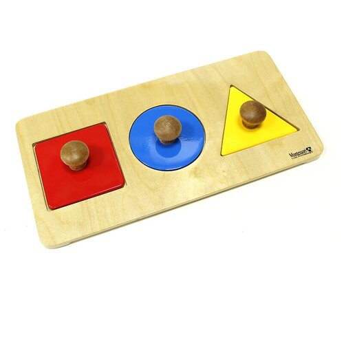 Геометрические пазлы Монтессори: квадрат, круг, треугольник на подставке