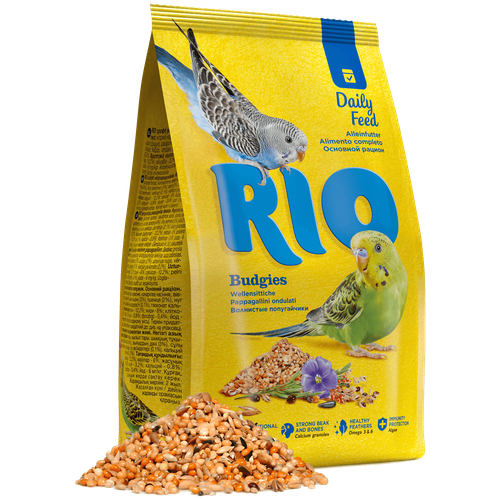 корм для волнистых попугайчиков рио в период линьки 500 г RIO корм Daily feed для волнистых попугайчиков, 500 г