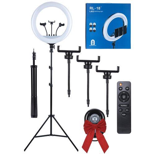 Кольцевая светодиодная лампа rl-18 диаметром 45 см штатив в комплекте 419000₽