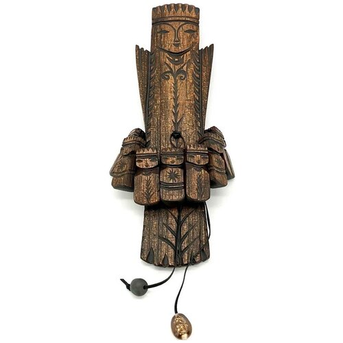 Кезер Интерьерное панно «Талисман материнства “Эне”», 30 см (кедр, кожа, керамика, раковина каури, ручная работа)