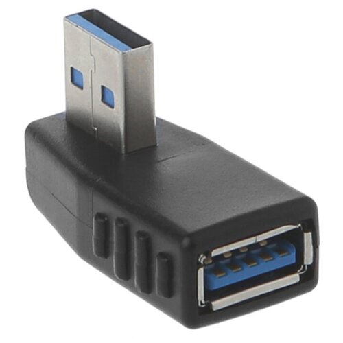 Адаптер переходник GSMIN RT-53 (угловой 270 градусов) USB 3.0 (F) - USB 3.0 (M) (Черный) адаптер переходник gsmin br 83 k ps 2 m на usb f конвертер для клавиатуры компьютера пк фиолетовый