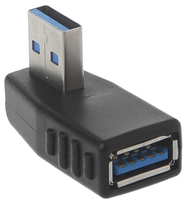 Адаптер переходник GSMIN RT-53 (угловой 270 градусов) USB 3.0 (F) - USB 3.0 (M) (Черный)