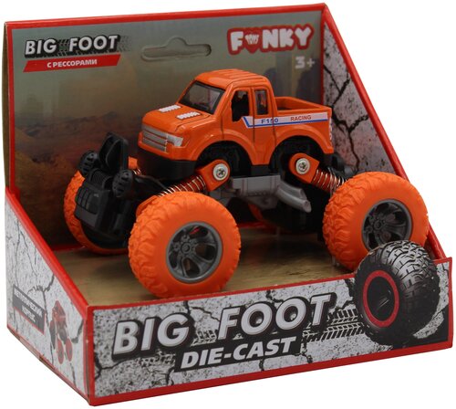 Машинка die-cast, инерционный механизм, рессоры, оранжевая, 1:46 Funky toys FT61074