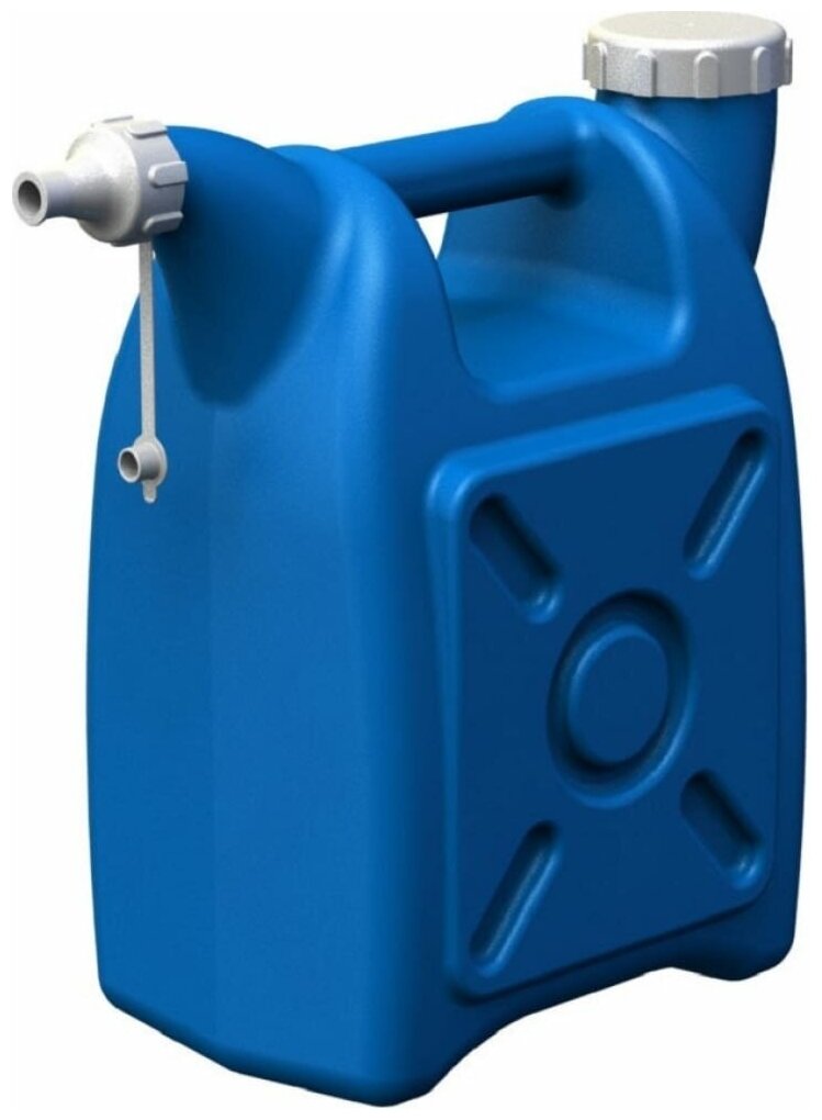 Канистра-лейка Radivas 15 литров синяя с дополнительным горлышком для слива - фотография № 2