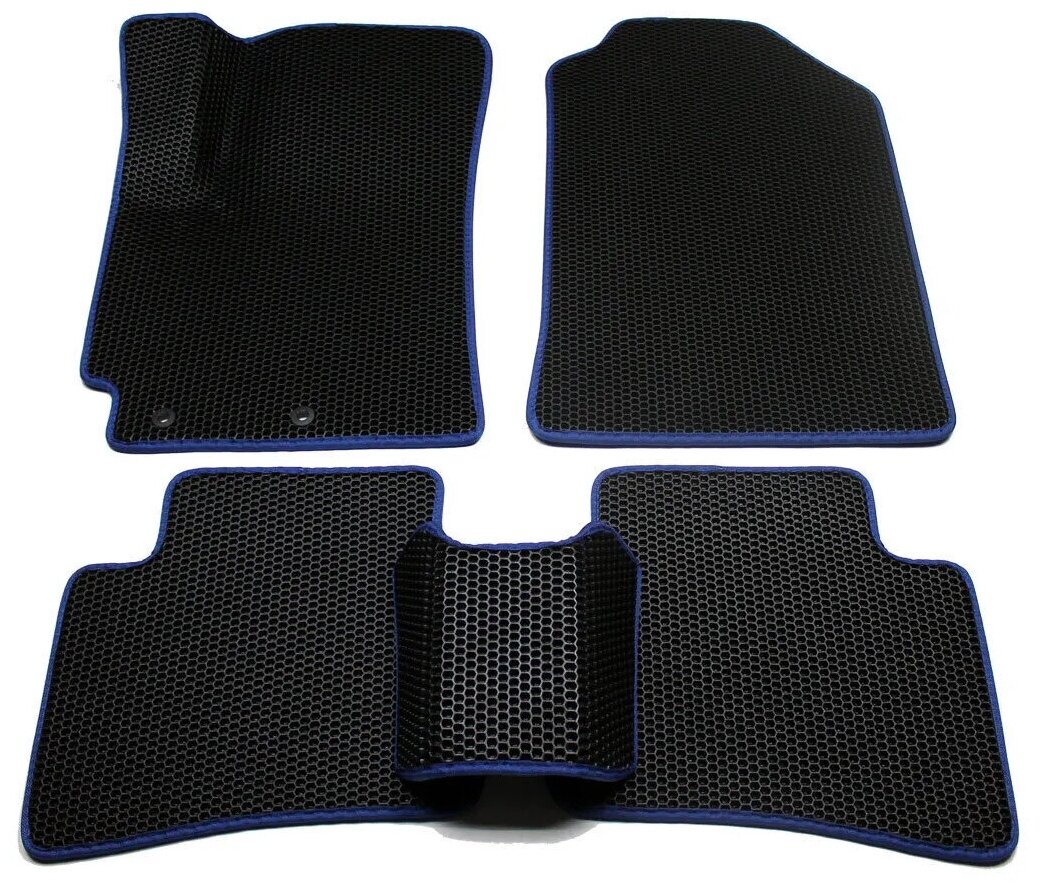 Автомобильные коврики ЕВА EvaTeka в салон для SUZUKI SX-4 , сузуки SX-4, 2006-2013 г. в, с 3Д лапой, без разреза, с 3Д лапой, черные соты с синим кантом