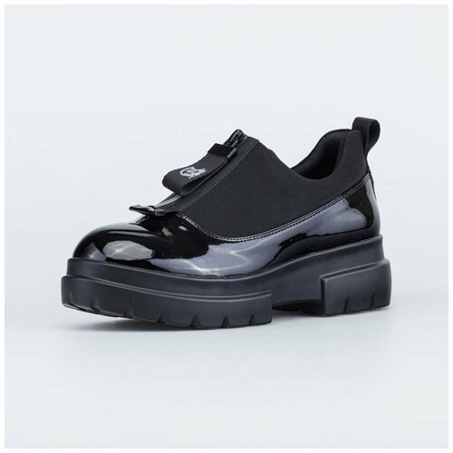 Чёрные туфли-полуботинки для девочки котофей 734036-21 размер 36