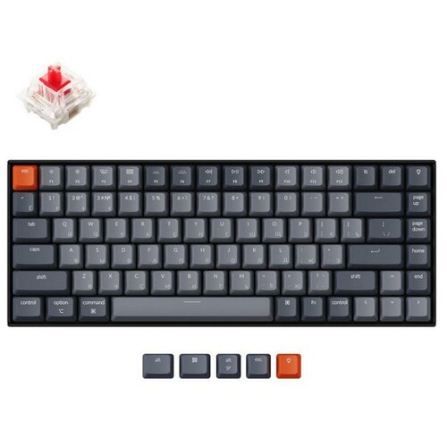 Беспроводная клавиатура Keychron K2, 84 клавиши, RGB подсветка, Gateron Red Switch серая клавиатура игровая keychron qmk q3 tkl knob алюминиевый корпус rgb подстветка barebone синий