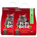 PI-PI BENT сенсация свежести – Пи-Пи-Бент наполнитель комкующийся для туалета кошек с ароматом трав и цветов (5 + 5 кг) - изображение