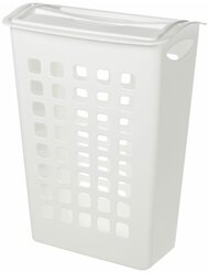 Корзина для хранения грязного белья пластиковая с крышкой в ванную, 38л 430х260х580мм белая