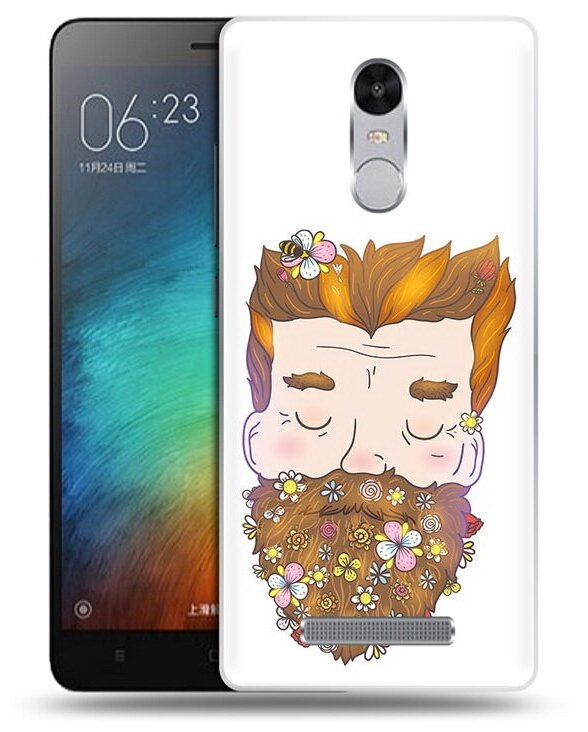 Чехол задняя-панель-накладка-бампер MyPads мужчина с цветами в бороде для Xiaomi Redmi Note 3/Xiaomi Redmi Note 2 Pro противоударный