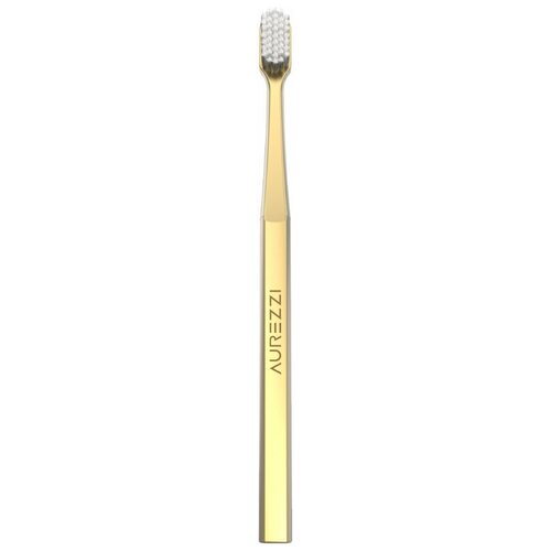 AUREZZI 24K Gold Black Adult Toothbrush Medium - зубная щетка для взрослых с щетиной средней жесткости