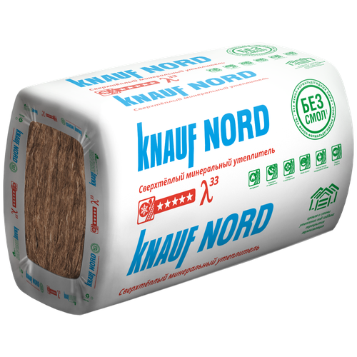 Утеплитель KNAUF NORD 1250x600x50, 9 м2 / 12 плит