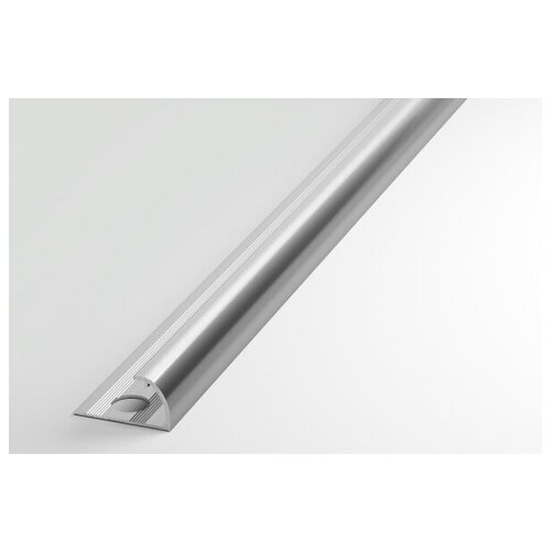 Профиль полукруглый ( J-образный ) алюминиевый для плитки до 12 мм, Русский Профиль РП-АКП-09, длина 2,7м, Анод серебро матовое