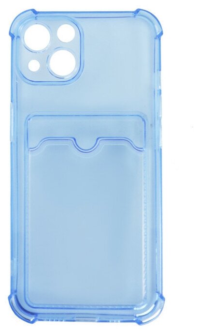 Чехол LuxCase для APPLE iPhone 13 TPU с картхолдером Transparent-Blue 63535 - фото №1