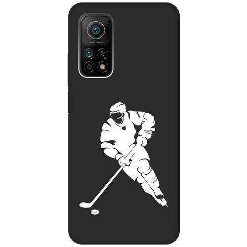 Матовый чехол Hockey W для Xiaomi Mi 10T / 10T Pro / Сяоми Ми 10Т / Ми 10Т Про с 3D эффектом черный матовый чехол hockey w для xiaomi mi 10t 10t pro сяоми ми 10т ми 10т про с 3d эффектом черный