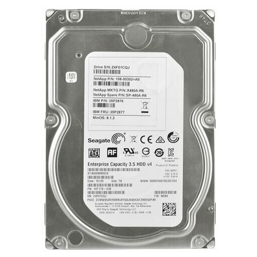 Жесткий диск Seagate Enterprise 4TB 6G 7.2K 512e SATA 128MB 3.5 [ST4000NM0024]