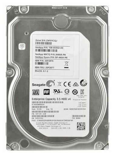 Жесткий диск Seagate Enterprise 4TB 6G 7.2K 512e SATA 128MB 3.5 [ST4000NM0024]