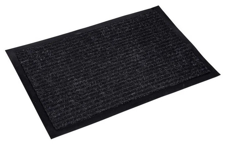 Коврик придверный влаговпитывающий грязезащитный SilkWay 80х120 см черный - фотография № 1