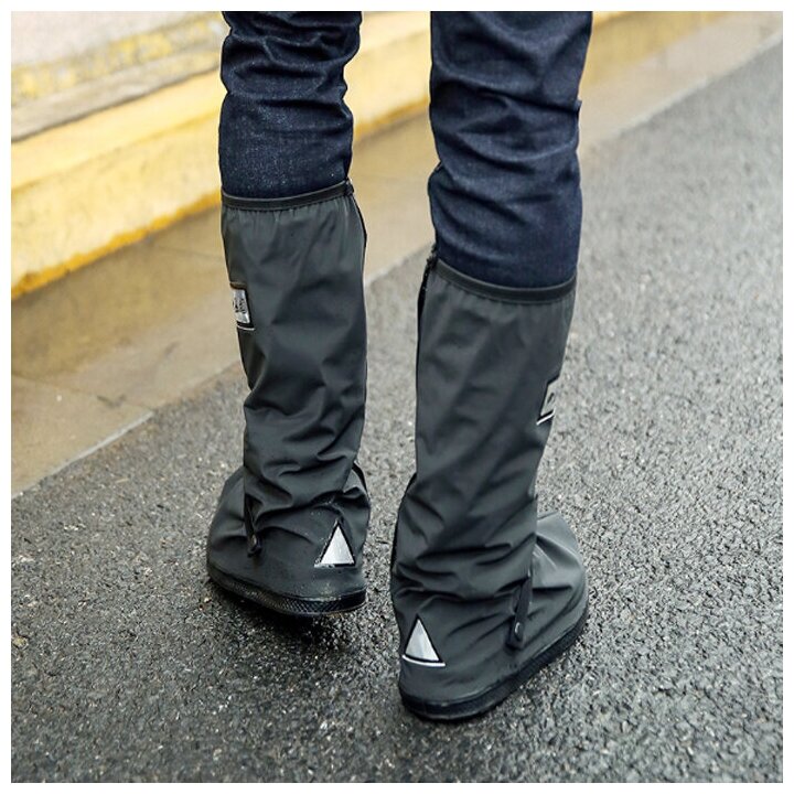 Чехлы дождевики (бахилы многоразовые) для защиты обуви мотоциклетные защитные чехлы (дождевые мотобахилы) для обуви размер M цвет черный