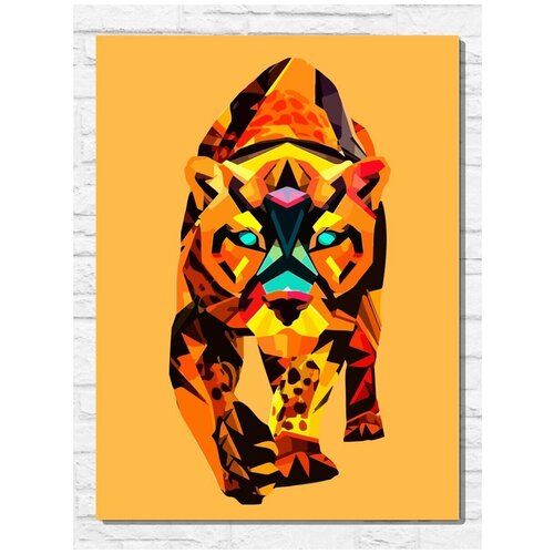Картина по номерам на холсте лоу поли тигр (леопард, лев) - 9358 В 30x40 картина по номерам на холсте лоу поли сова филин 9359 в 30x40