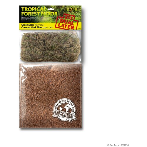 Exo Terra грунт для террариума Tropical Forest Floor 2 в 1, 1.1 л + 3.3 л /зеленый мох + волокно шелухи кокоса
