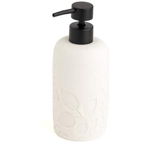Диспенсер для жидкого мыла DeNASTIA Тиснение цветы, полирезина, цвет белый, X000128