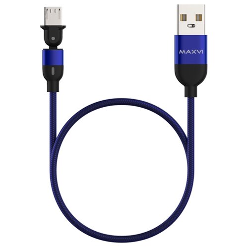 кабель maxvi mc 01l 2a 1 0m microusb белый Кабель MAXVI USB - microUSB (MC-19M), 1.5 м, 1 шт., синий