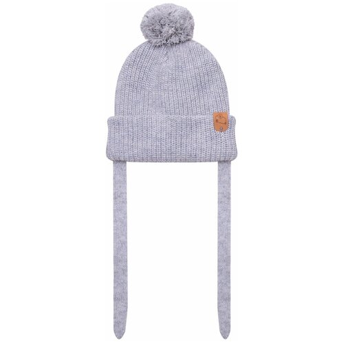 фото Шапка детская airwool с помпоном на завязках 6192, серый, 6-12 мес.