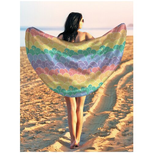 фото Парео и пляжный коврик joyarty "морская радуга", трикотаж 150 см