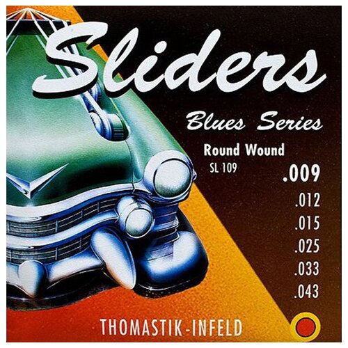SL109 Blues Sliders Комплект струн для электрогитары, Light, сталь/никель и шелк, 9-43, Thomastik микробаф с пластиковой прослойкой