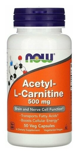 Now Acetyl L-Carnitine 500mg 50 caps Нейтральный