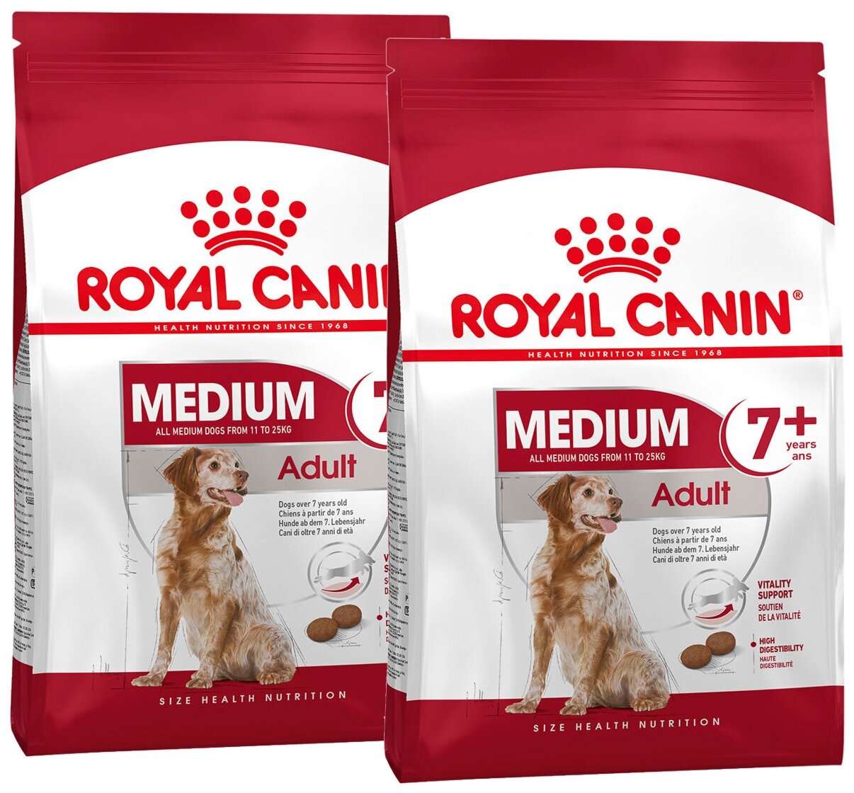 Сухой корм ROYAL CANIN MEDIUM ADULT 7+ для пожилых собак средних пород старше 7 лет (15 + 15 кг)