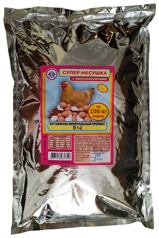 Премикс витаминно-минеральный П 1-2 для кур - несушек Супер-несушка с аминокислотами, 1 кг - фотография № 2