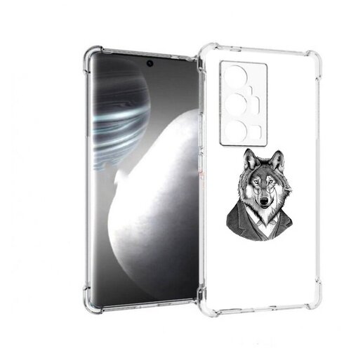 Чехол задняя-панель-накладка-бампер MyPads волк в пиджаке для Vivo X70 Pro + Plus противоударный