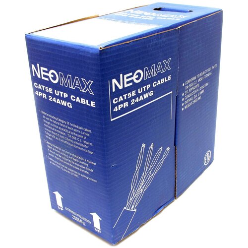 Кабель Neomax UTP категория 5e 4 пары 305 NM10101 кабель витая пара neomax nm10001 u utp cat 5e 4 пары 305 м 0 486 мм 24 awg медь pvc jacket