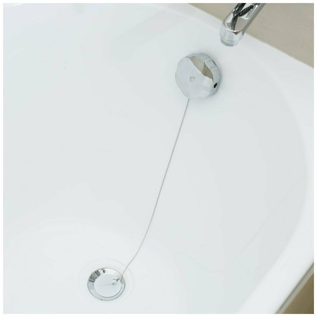 Пробка для ванны 45 мм, с цепочкой, белая - фотография № 4