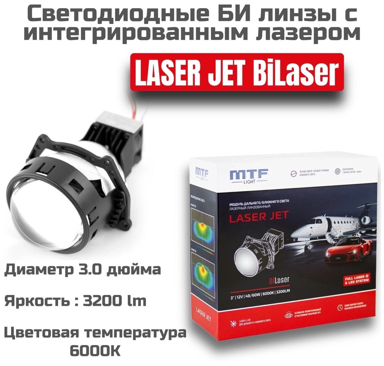 Светодиодные би линзы MTF light Laser Jet Bi-LED 3.0 6000K