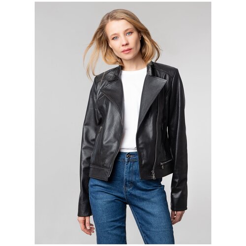 фото Кожаная куртка 11, каляев, размер 50, черный