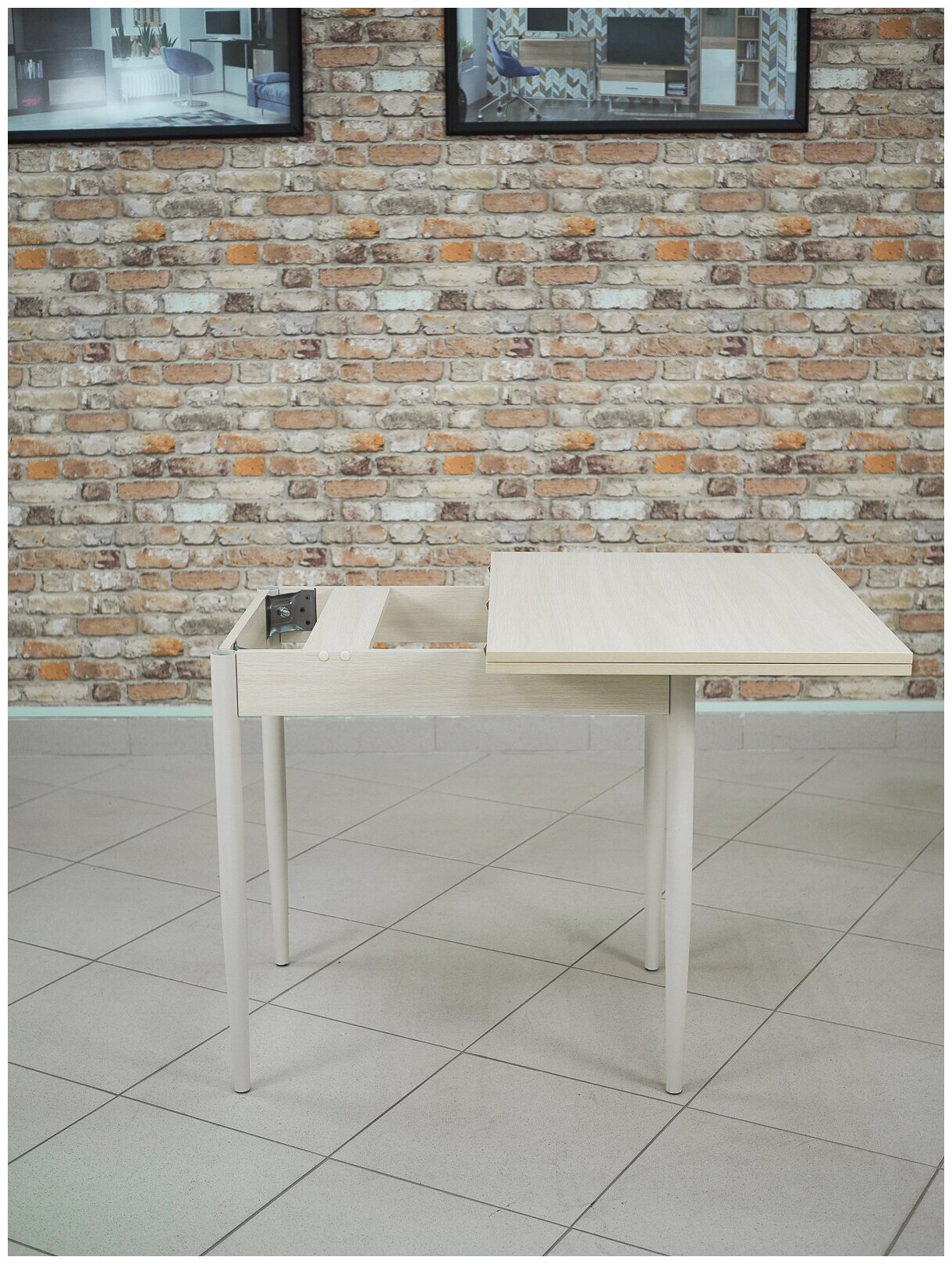 Стол кухонный обеденный раскладной Пируэт, молочный дуб, 60/120x80x75 см. - фотография № 5