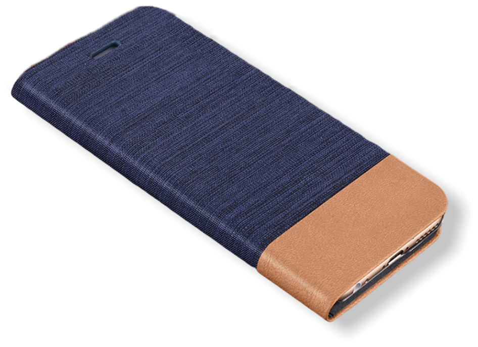 Чехол-книжка Чехол. ру для Sony Xperia 10 II (XQ-AU52) из водоотталкивающей ткани под джинсу с вставкой под кожу синий