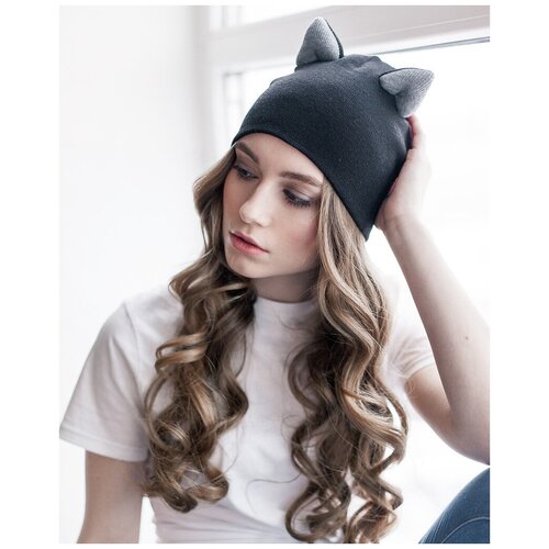 фото Шапка anru, размер универсальный, черный