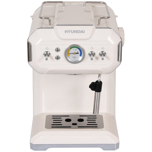 Кофеварка рожковая HYUNDAI HEM-5300 бежевый/серебристый
