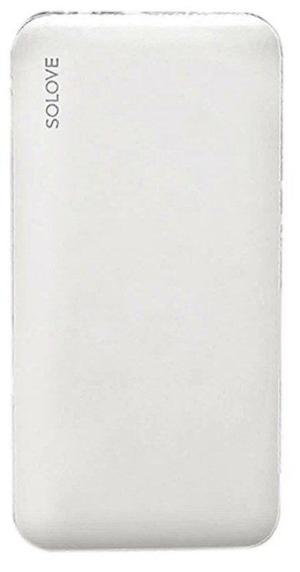 Внешний аккумулятор Power Bank SOLOVE 10000mAh Type-C с 2xUSB выходом, кожаный чехол (001M+ White RUS) (русская версия!!), белый