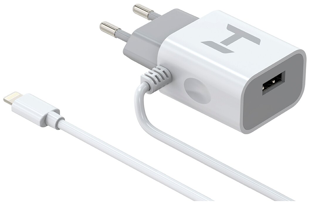 Сетевое зарядное устройство HARPER WCH-5115 WHITE 1xUSB 2.1A + кабель Lightning - фото №1