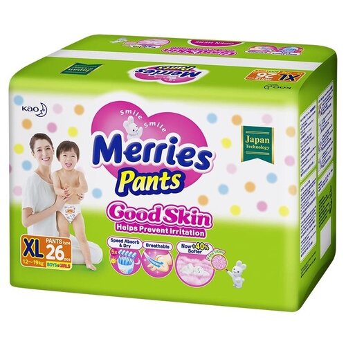 Трусики-подгузники для детей Merries XL, 26шт