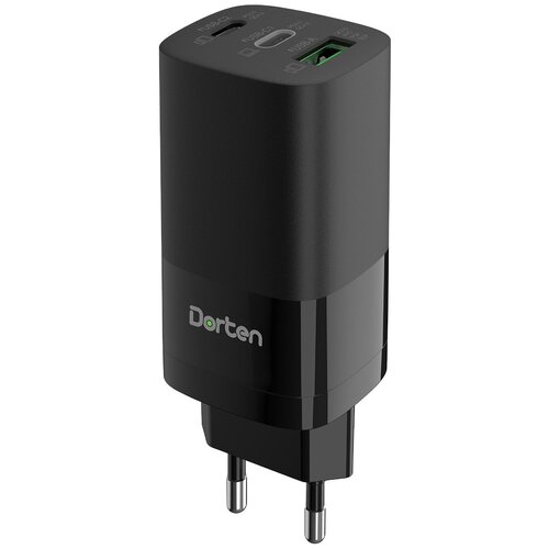 Зарядное устройство сетевое Dorten GaN 2хUSB-C + USB-A 65W Black