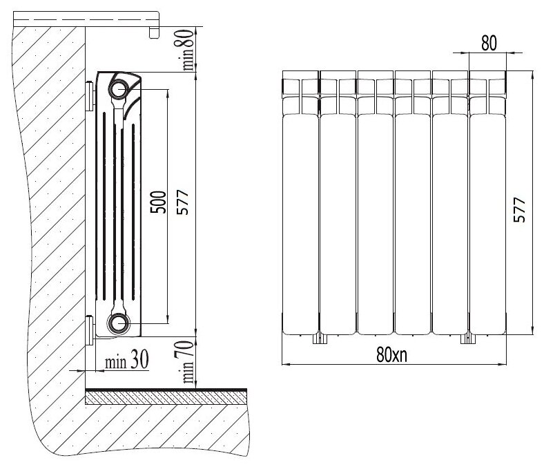 Радиатор биметаллический Rifar Monolit 500 10 секций, антрацит - фото №15