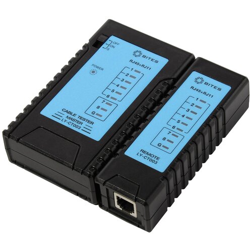 LAN Тестер кабеля 5bites LY-CT003 для тестирования кабеля UTP/FTP/STP RJ45, TEL RJ11/12 5bites монтажный инструмент тестер кабеля ly ct003 utp stp tel