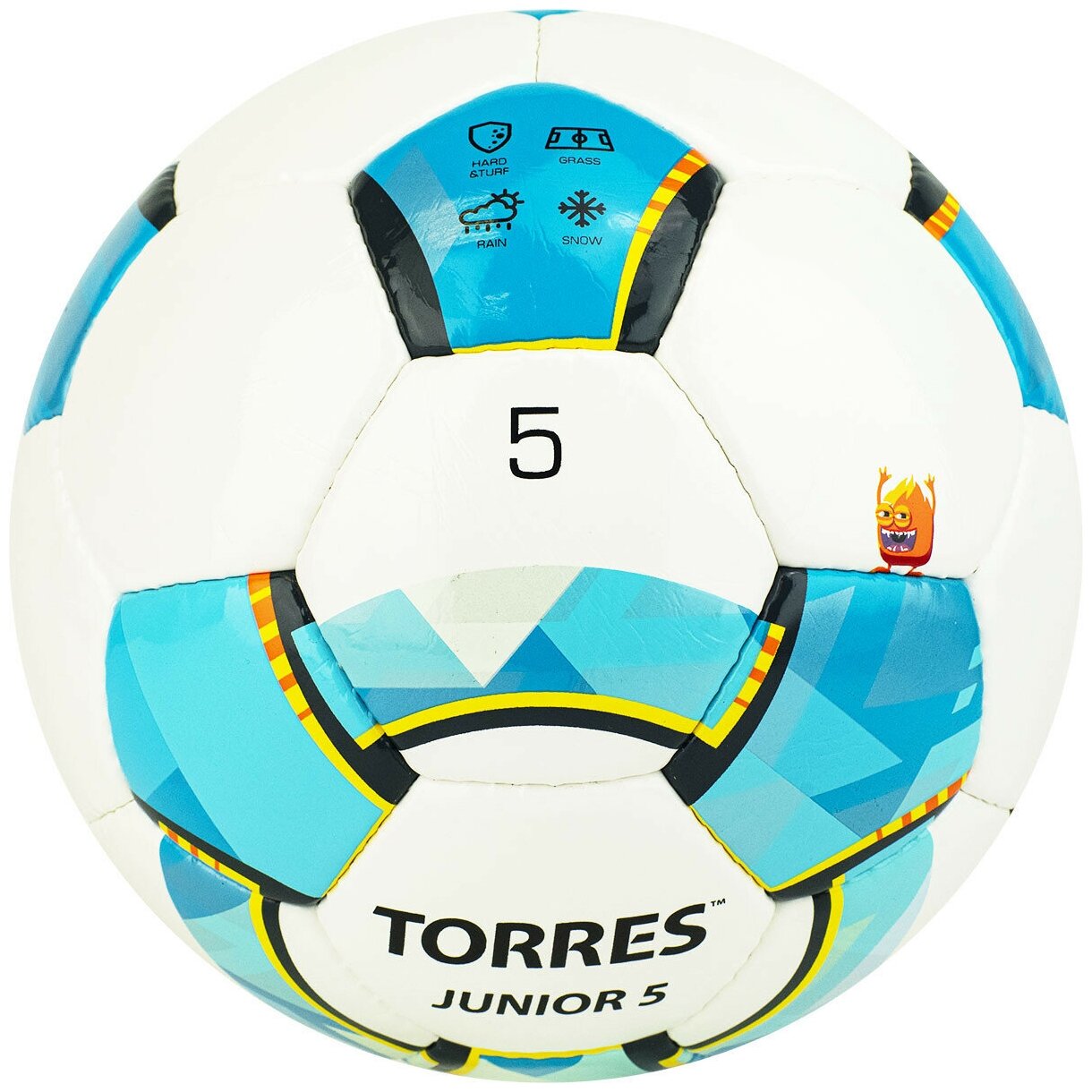 Мяч футб. Torres Junior-5 р.5 для газона 470гр белый/голубой (F320225) - фото №4